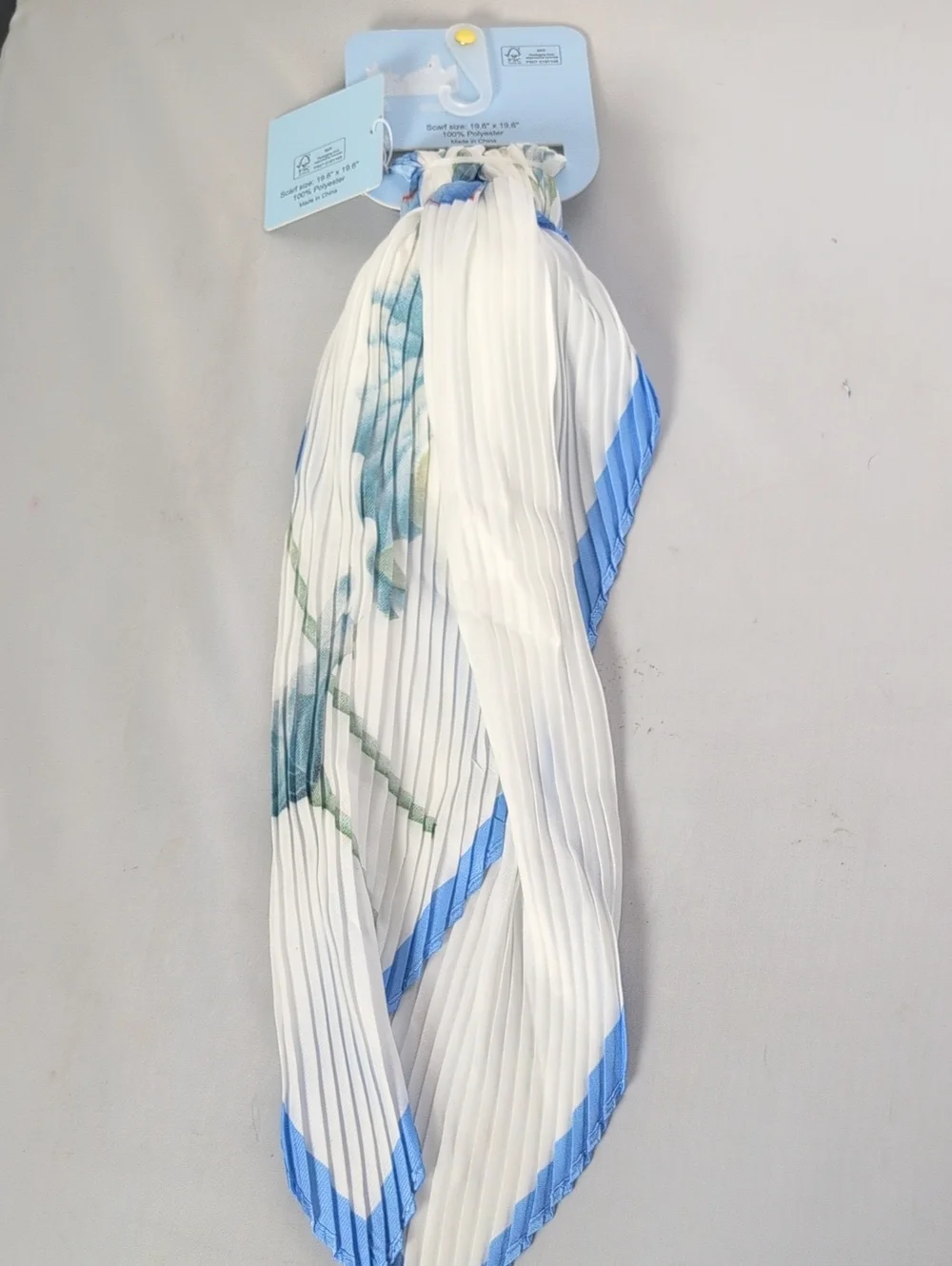 Piper K Blue Floral Pleated Multi-Wear Scarf